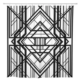 

72"x72" Shower Curtain Waterproof Polyester Fabric Abstract Gold Cat Sparkle Portrait One Continuous Line Placard Decorative