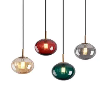 

Colorful Chandelier Round Modern Minimalist Creative Glass Ball Nordic Personality Art Bedroom Restaurant Table Bar Pendant Lamp