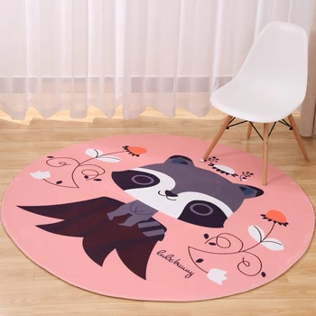 

New 60-100cm Round Non-slip Carpet Floor Mat Children's Room Cartoon Area Rug Soft Bedside Carpet Home Living Room Decoration