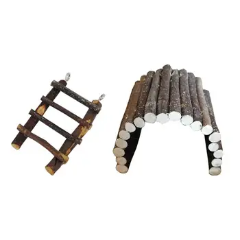 

2Pcs Pets Ladders Climbing Toy Hanging Wooden Chewing Toys Pavilion Toy