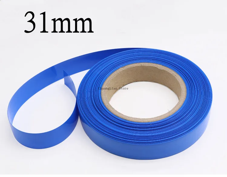 

PVC Heat Shrink Tube 31mm Width Blue Multicolor Shrinkable Cable Sleeve Sheath Pack Cover for 18650 Lithium Battery Film Wrap