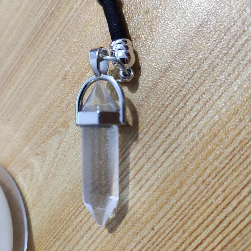 

Cute Clear Color Series Mini Key chain Six Prism Key rings Stone Pendant Small Black Rope Key Chain Cute Charming For Phone Bag