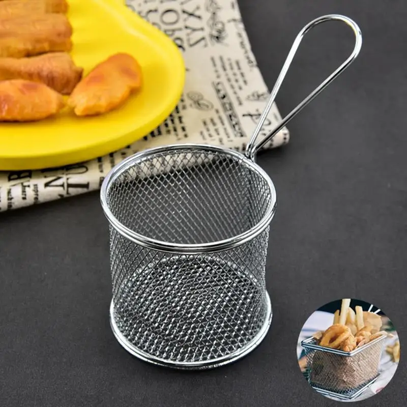 stainless steel basket air fryer basket for frying chips stainless pasta  round