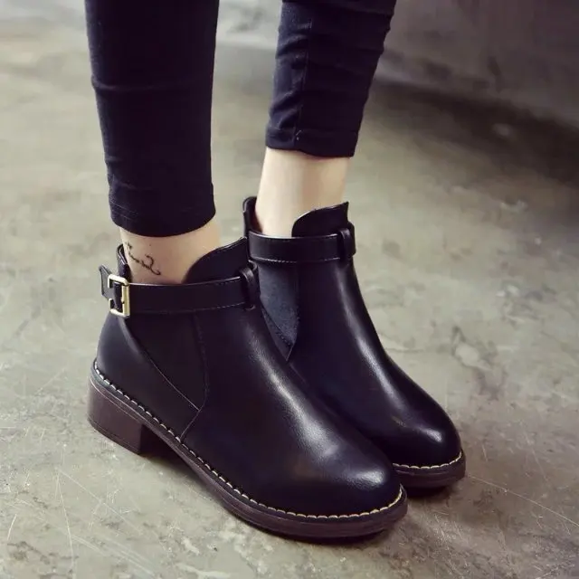 

Women Ankle Chelsea Boots Spring Autumn Chunky Heel Boots Female Fashion Thick Bottom Platform Shoes Ladies Casual