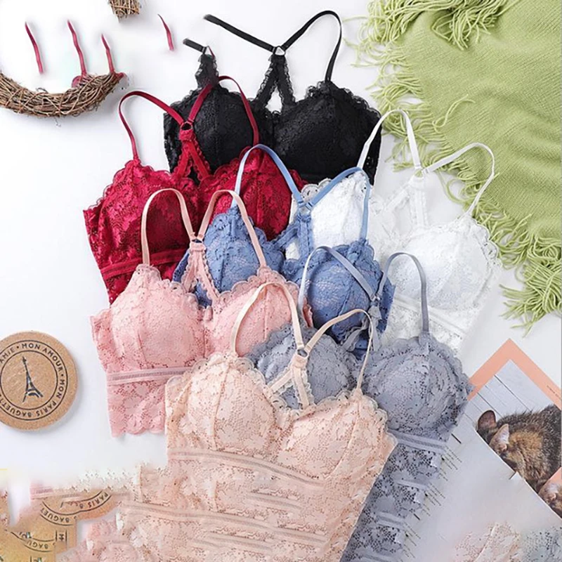 

2020 Fashion Women Bra Beautiful Back Bra Lace Bra Wrapped Chest Female Bralette Push Up One-Piece Crop Wrap Tube Top Plus Size