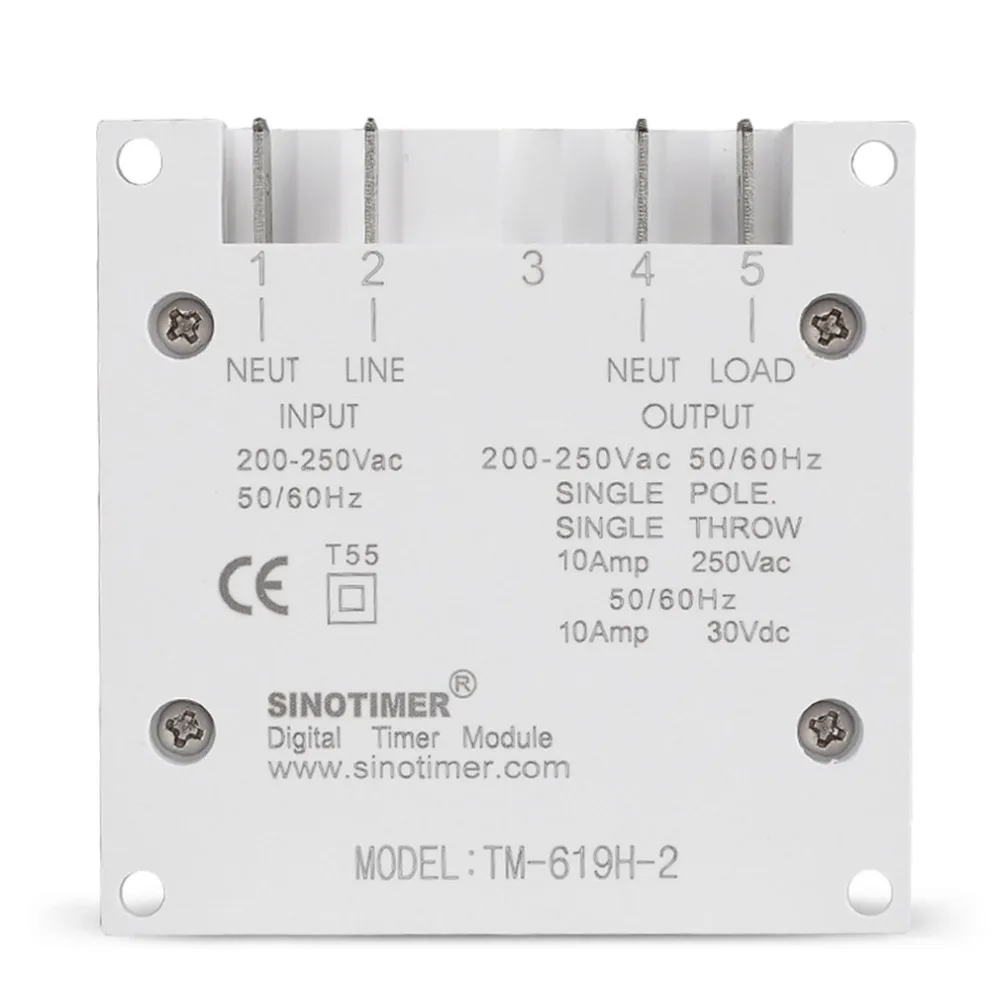 SINOTIMER 220 В 10 А программируемый цифровой реле времени, таймер, управляемый еженедельно, 7 дней для электроприборов с будильником
