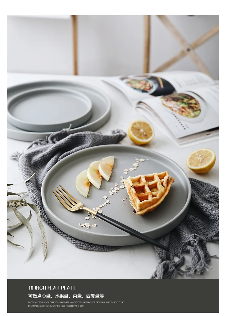 Ceramic Dinner Plates Creative Brief Nordic Style Ceramic Dinner Plate Round Western Plate Fruit Cake Dessert Dish