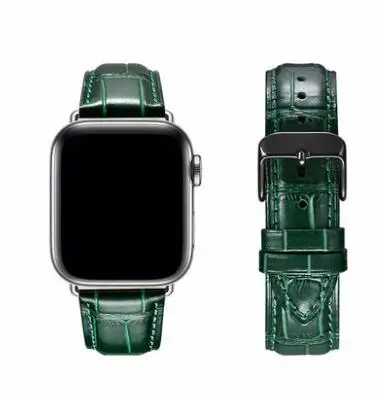 Ремешок из натуральной кожи для Apple Watch 44, 42, 38 мм, зеленый крокодиловый ремешок из воловьей кожи iwatch Series 5, 4, 3, 2, 1, браслет с пряжкой-бабочкой - Цвет ремешка: 6