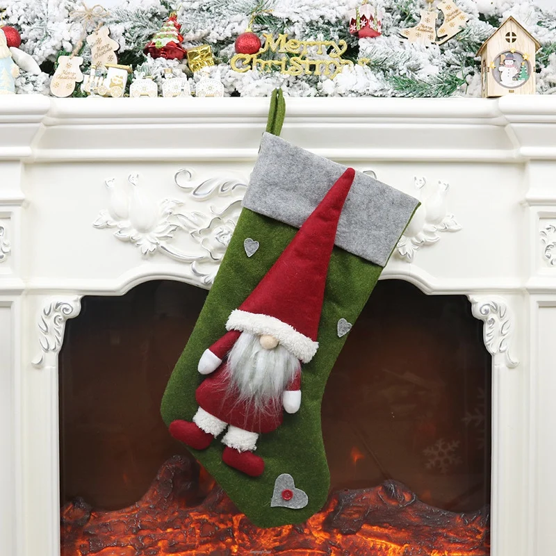

3D Gnome Decor Doll Christmas Stockings Holder Xmas Hanging Pendant Fireplace Ornaments Holiday Season Decorations