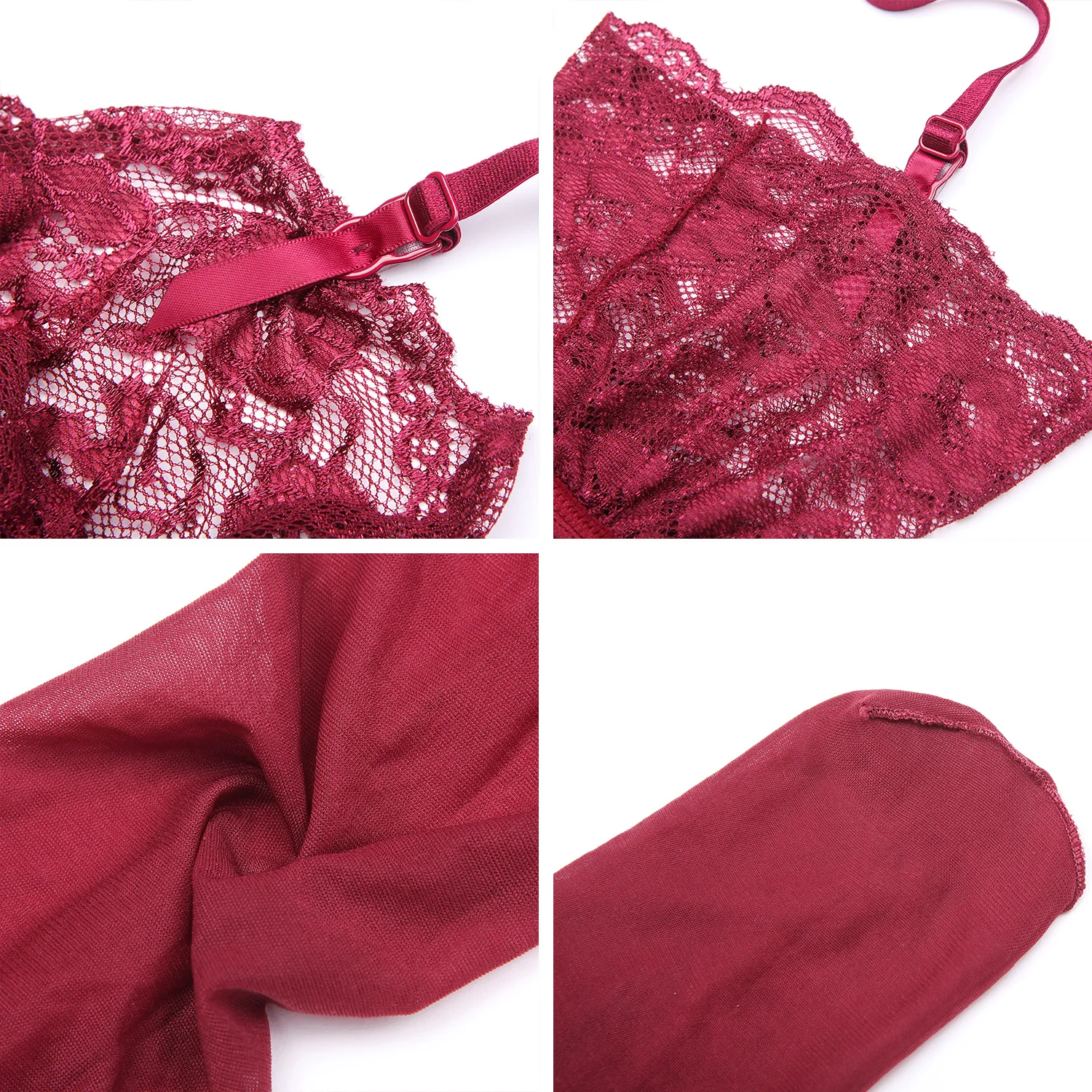 sexy bra panty set Sexy Lace Underwear Set Robe+Bra+ Panties+ Stockings +Y-line Straps + thong + garter 7 Piece For Lady bra and underwear set