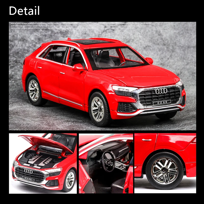 1/24 AUDI Q8 SUV Alloy Car Model Diecasts Metal Simulation Toy Vehicles Car Model Sound and Light Collection Childrens Toy Gift 4