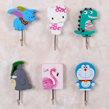 

10 Pcs Cartoon KT Doraemon Stitch Animal Elephant Crocodile Design Home Door Wardrobe Key Hanger Kitchen Towel Wall Hooks