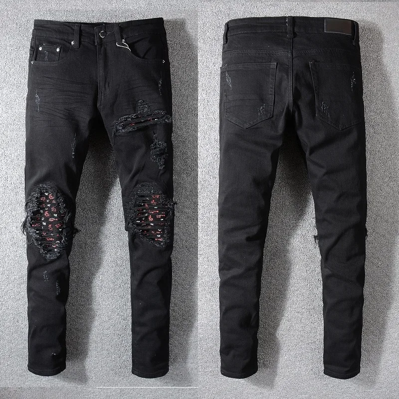 Seveyfan Марка NEW FASHION Hi Street Для мужчин черный Рваные джинсы скинни джинсы с заплатами и джинсы брэнда джинсы для мужчин