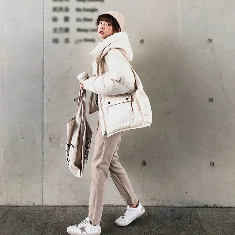 

Cotton-padded Jacket Women's 2018 New Style Korean-style Winter Loose-Fit Hooded Cotton-padded Clothes Thick Cotton Coat INS dow