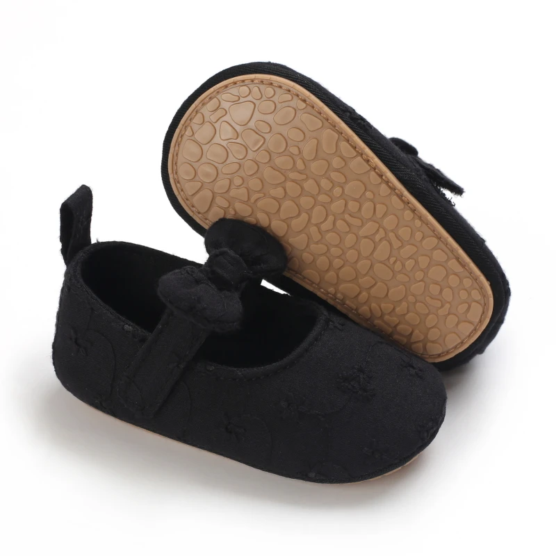 Infant Newborn Baby Girls Princess Non-Slip Floral Border Shoes Toddler Baby Soft PU Leather Prewalker Shoes Solid First Walkers