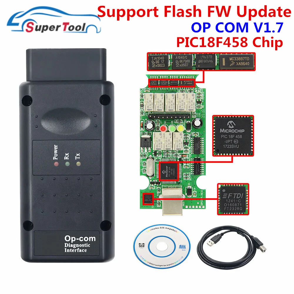 Диагностический инструмент OP COM V1.99 OBD2 сканер с чипом PIC18F458 FTDI FT232RL обновление