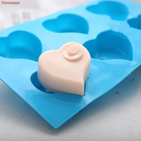 Мягкая силиконовая 3d форма в виде сердца для мыла ручной работы 6 цветов ручная