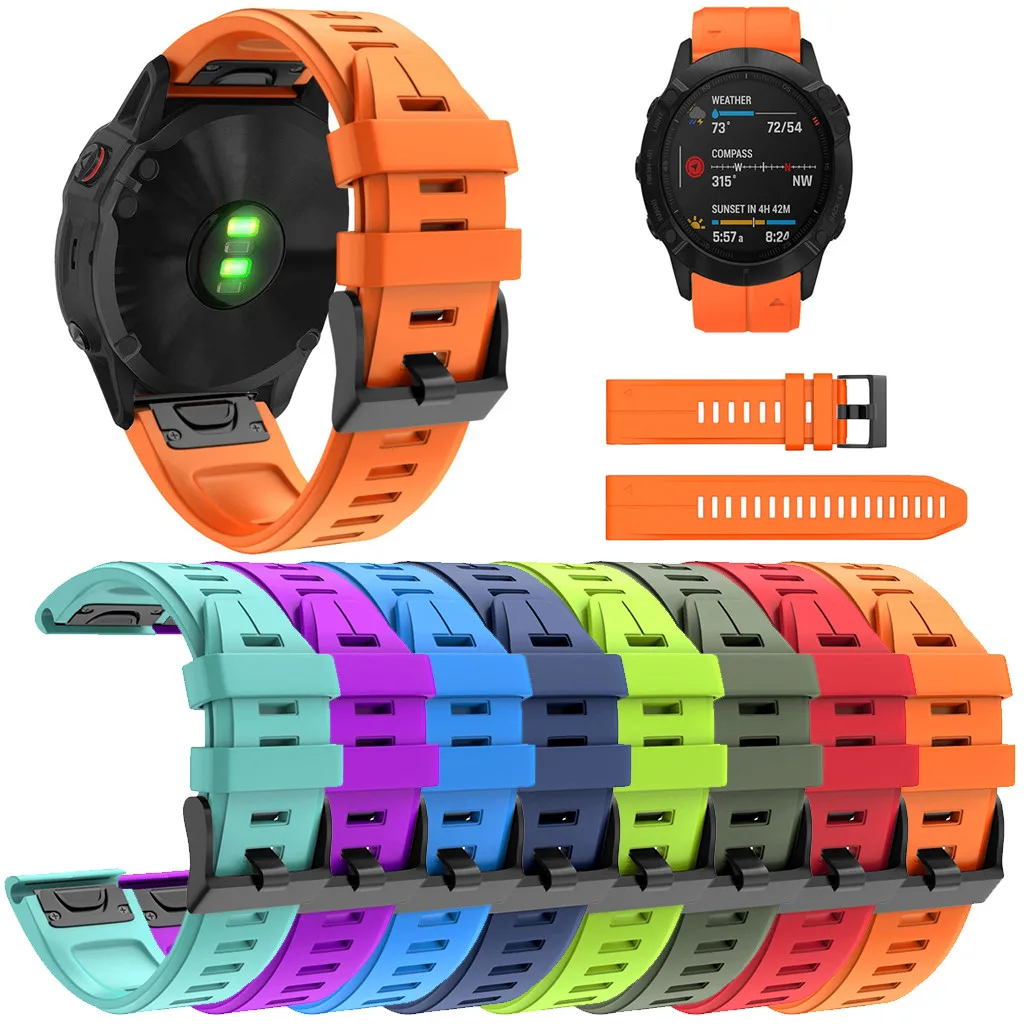 Силиконовый ремешок для смарт часов Garmin Fenix 6X/Fenix 6XPro сменный спортивный браслет