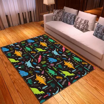 

Cartoon Dinosaur Living Room Area Rug Flannel Children Room Crawling Play Mat Decor Floor Carpet 3D Printed Animal Rugs Carpets