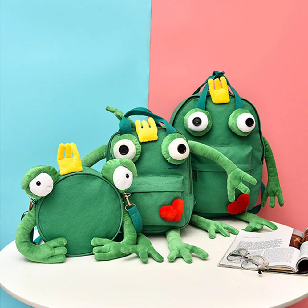 Creative 3D Vivid Frog Plush Backpack Waterproof Children Kids Bag Simulation Animal Prints Travel Bags Toys 1 Creative 3D Vivid Frog Plush Backpack Waterproof Children Kids Bag Simulation Animal Prints Travel Bags Toys 5