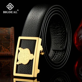 

Men's belt Genuine Leather Strap Luxury Brand Automatic Buckle Belts For Men Stainless Steel Buckle Belts Male Fashion Business