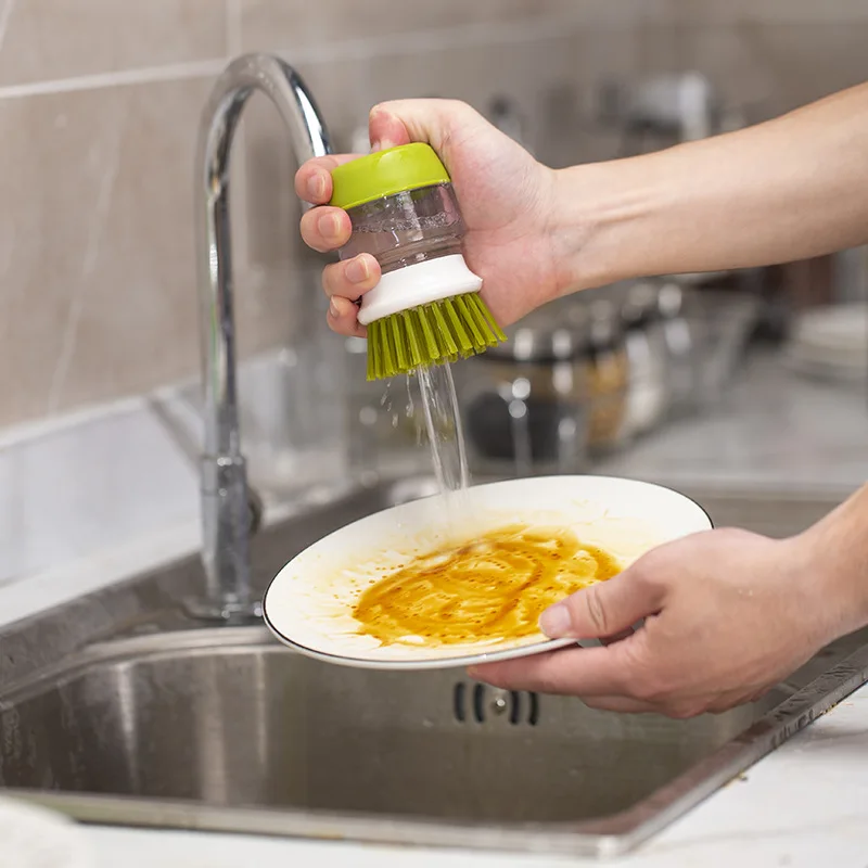 

Dishwashing Brush Cleaning Brushes Dish Washing Tool Soap Dispenser Refillable Pans Cups Bread Bowl Scrubber Kitchen Gadgets