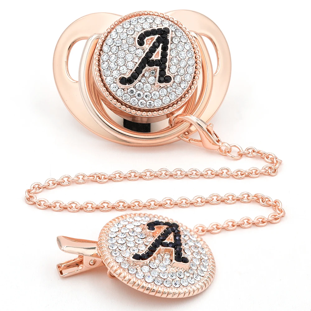 Luxury Pacifier Rose Gold Pacifier With Holder Gold Pacifier Bling