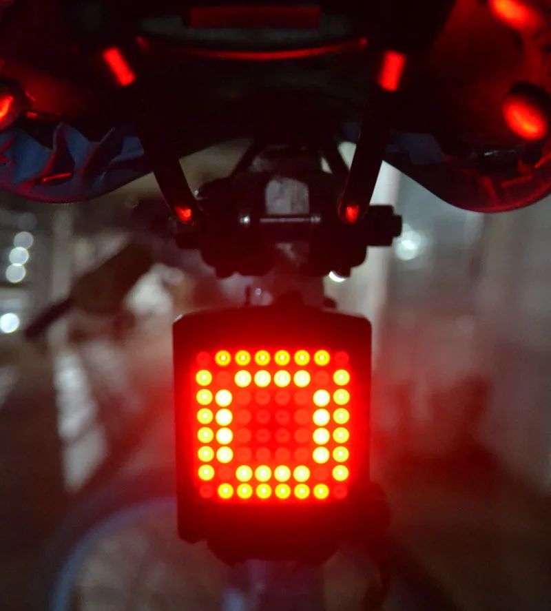 64 светодиодный автоматический указатель поворота велосипедный задний фонарь светильник USB Перезаряжаемые для езды на велосипеде, MTB велосипед безопасности Предупреждение поворотники светильник