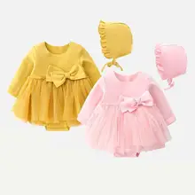 Кружевное платье принцессы для девочек одежда с длинными рукавами на весну-осень новая детская одежда для лазанья, желтое мини-платье-пачка