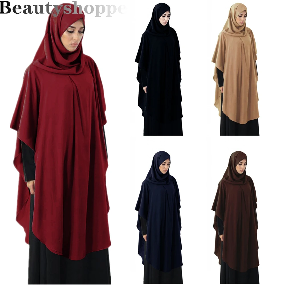 Muslim Women Hijab Overhead Large Prayer Dress Niquab Long Scarf Khimar Islamic Jilbab Burka Full Cover Clothing Ramadan Arab