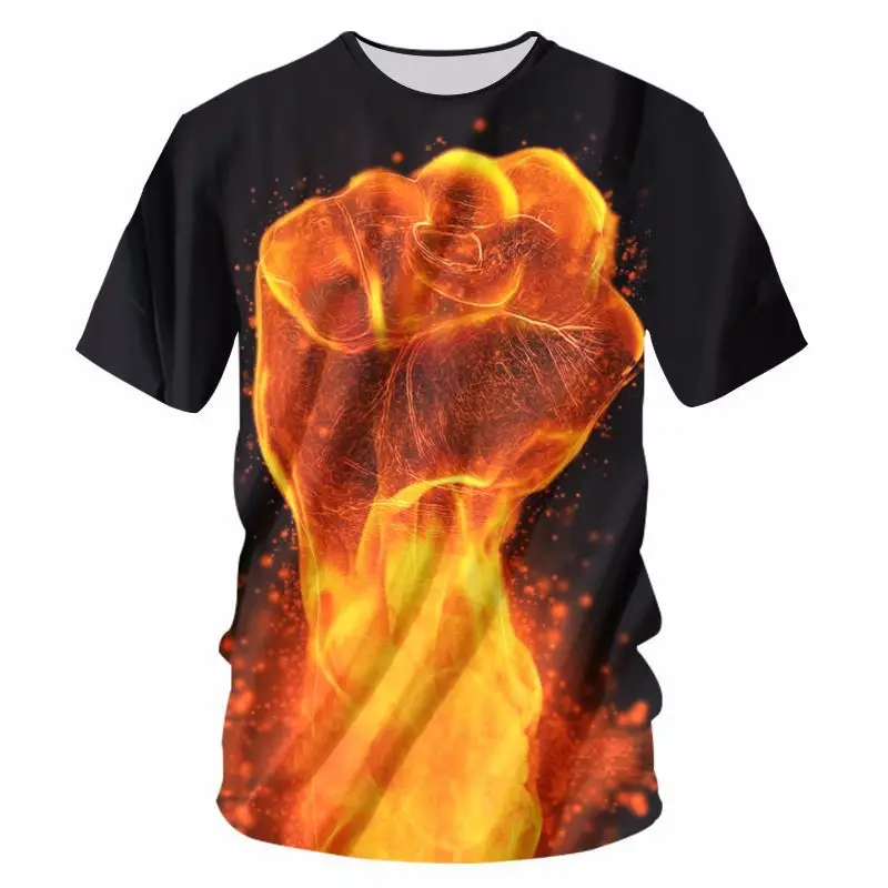 3464 Fire Fist Мужская женская футболка, футболка, Топы, одежда, забавная галактика, 3D Рисунок, летняя крутая печать, короткий рукав, Топы И Футболки, модная повседневная футболка - Цвет: 3464 Fire Fist