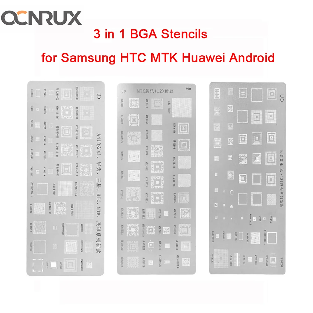 3pcs/set Universal BGA Reballing Stencils for MTK Samsung HTC Huawei Android Cellphone Directly Heating 3pcs/set Universal BGA Reballing Stencils for MTK Samsung HTC Huawei Android Cellphone Directly Heating