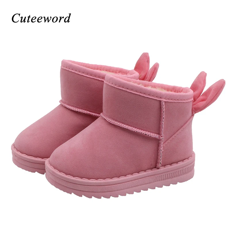 

Winter New Children Snow Boots Cute Rabbit Kids Warm Boots Plus Velvet Non-slip Boys and Girls Snow Boots Cotton Shoes 25-36