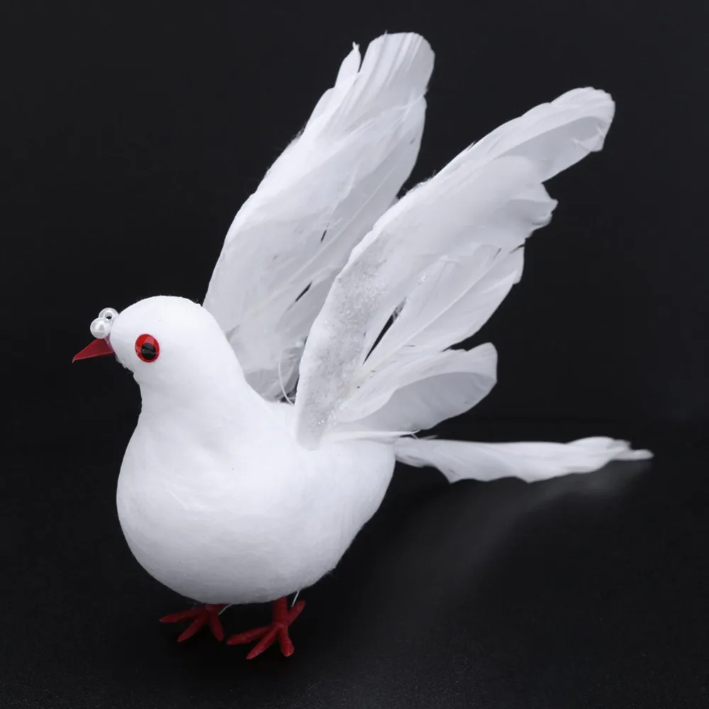 Реалистичный белый искусственный Peace Pigeon пена перо крыло орнамент с голубями современные украшения дома аксессуары для рождества свадьбы