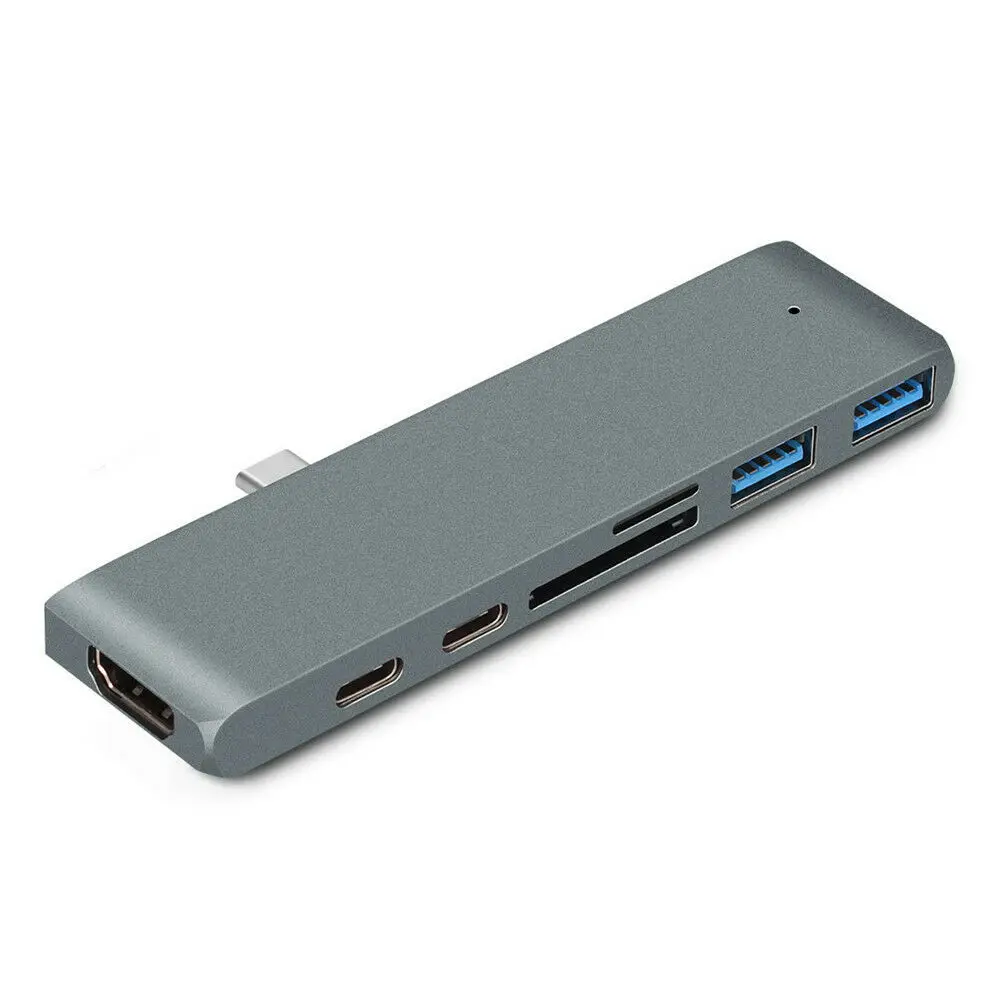 Серый 7 в 1 многопортовый концентратор type-C двойной USB-C концентратор адаптер 3,1 порт микро кардридер 4K HDMI для MacBook Pro - Цвет: Серый