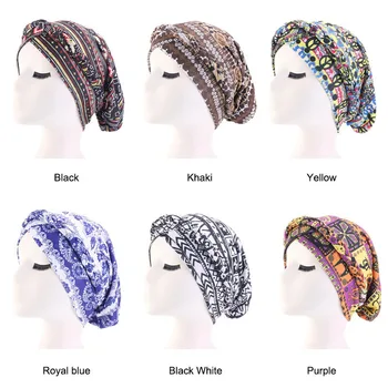

Bohemian Style Women Muslim Hijab Hat Ethnic Twisted Braid Headscarf Turban Hat Indian Hat for Women Hair Accessories Wholesale