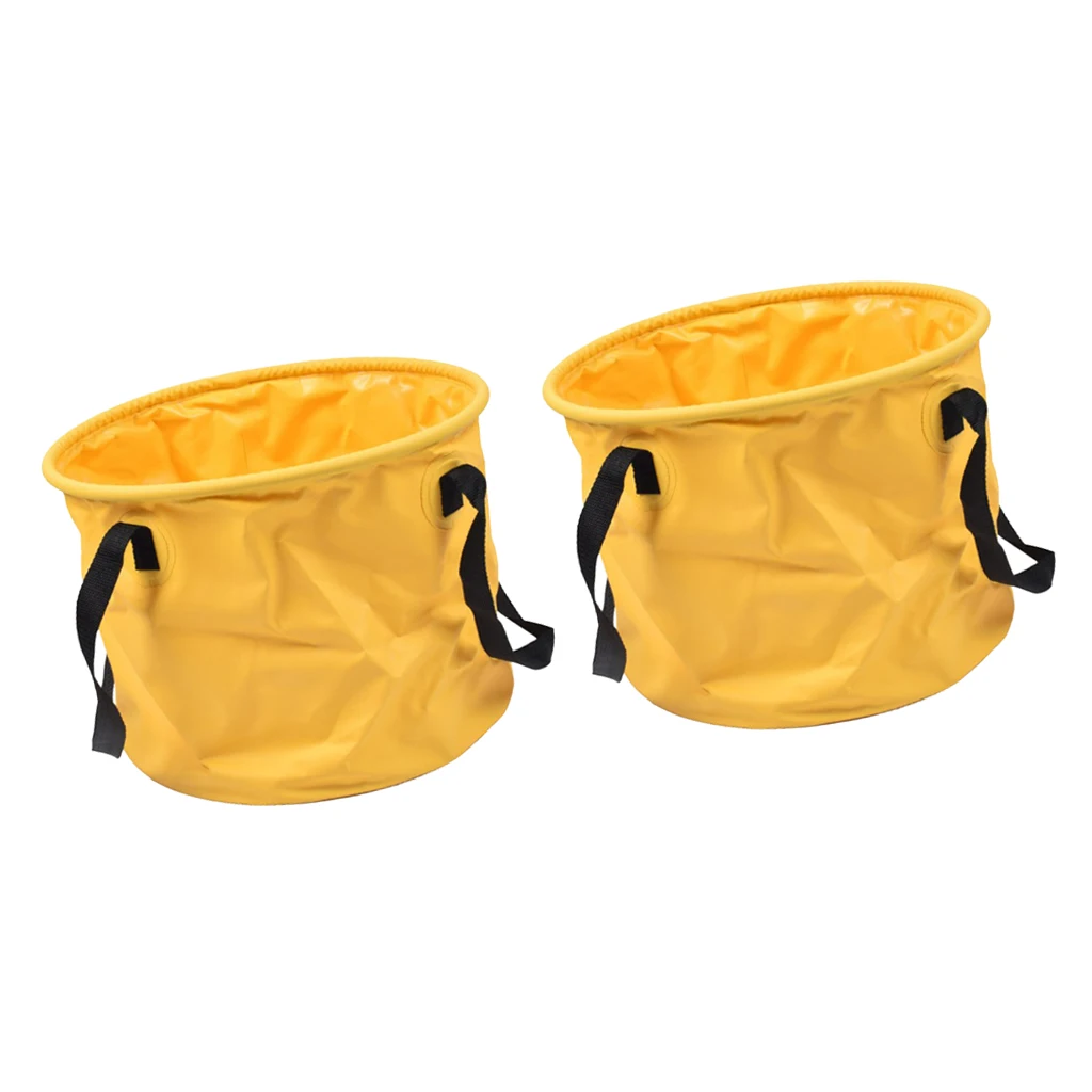 2pcs Folding Fishing Buckets Fishing Pail Fish Bucket Water Carrier Bag Outdoor Hiking Camping Hunting Travel Water Basin