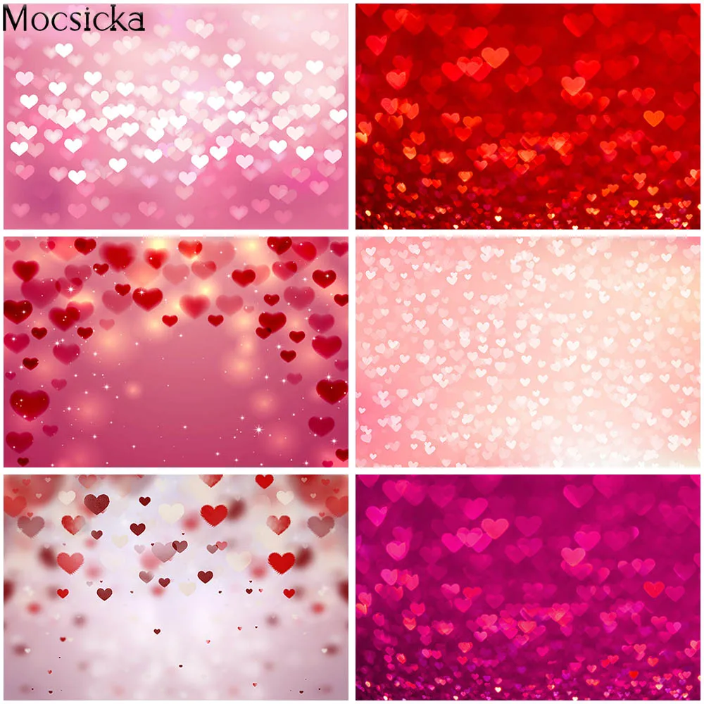 

Mocsicka Wedding Red Love Heart Bokeh Photo Props Studio Booth Background Valentine's Day Adult Children Photography Backdrops