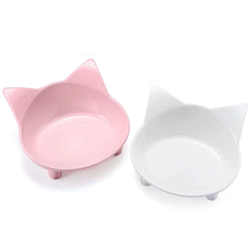 Pink Миска для кошек, мелкая миска для кошачьего корма, широкая миска для кошек, нескользящая миска для кормления кошек, миска для кошачьего корма для облегчения усталости усов, корм для домашних животных и - Цвет: Pink
