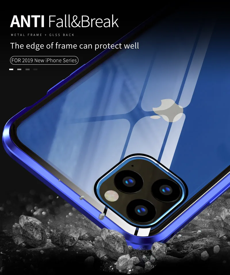 Двусторонний чехол из закаленного стекла для iPhone 11 Pro Max X XR XS Max, чехол-броня, металлический магнитный чехол для IPhone 7, 8, 6, 6S Plus, оболочка
