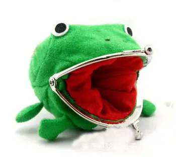

New Lovely Frog Shape Cosplay Green Animal Bag Coin Purse Wallet Soft Furry Plush Purse Gift Smart Wallet Mini Slim Card Wallet