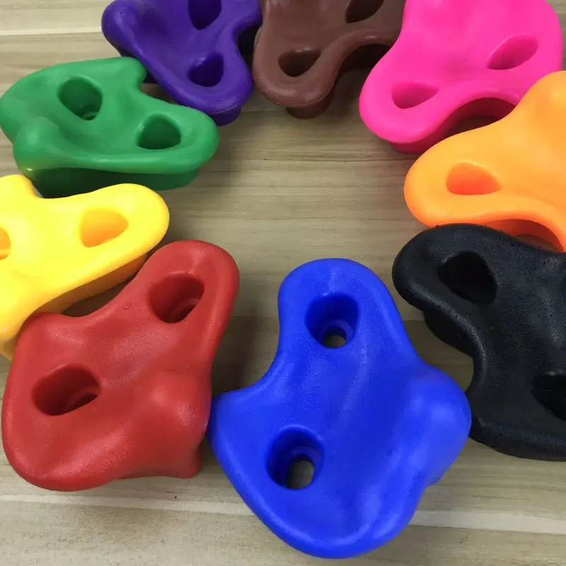 10pcs Plastic Climbing Rock Wall Stones Assorted Color for Kids Rock Climbing Wall Stones Hand Feet Holds Grip Kits