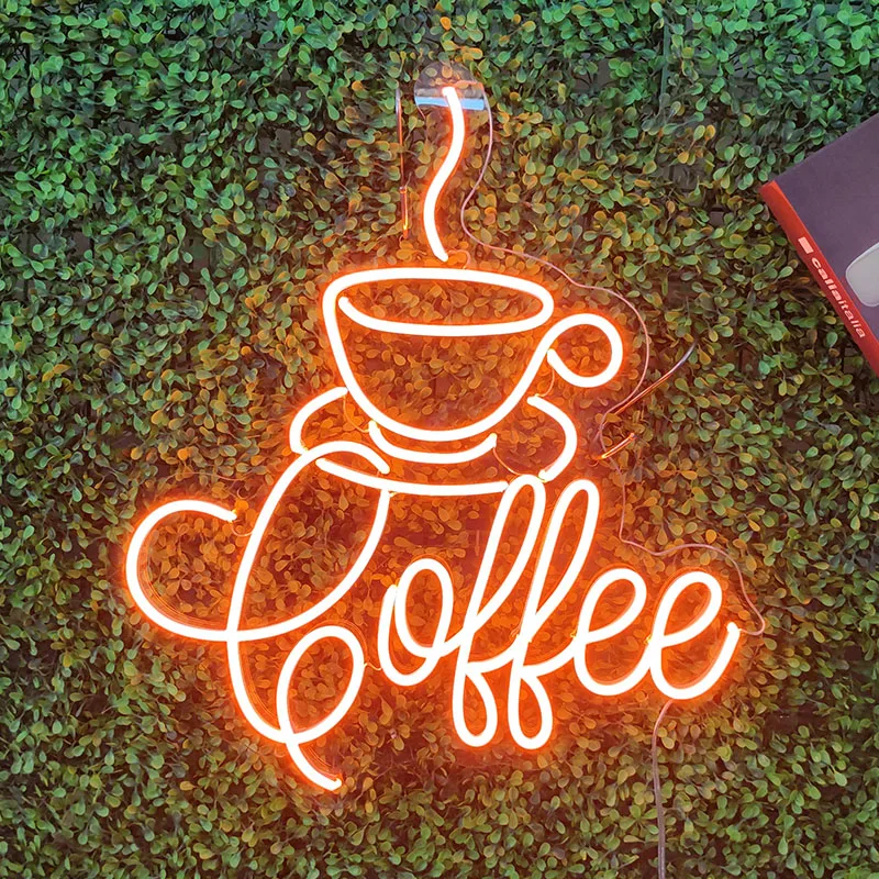 Led Coffee Sign Custom Neon Led Lights Sign  Business 12V Acrylic Electronic Signage Shop Bar Decoration Coffee Light