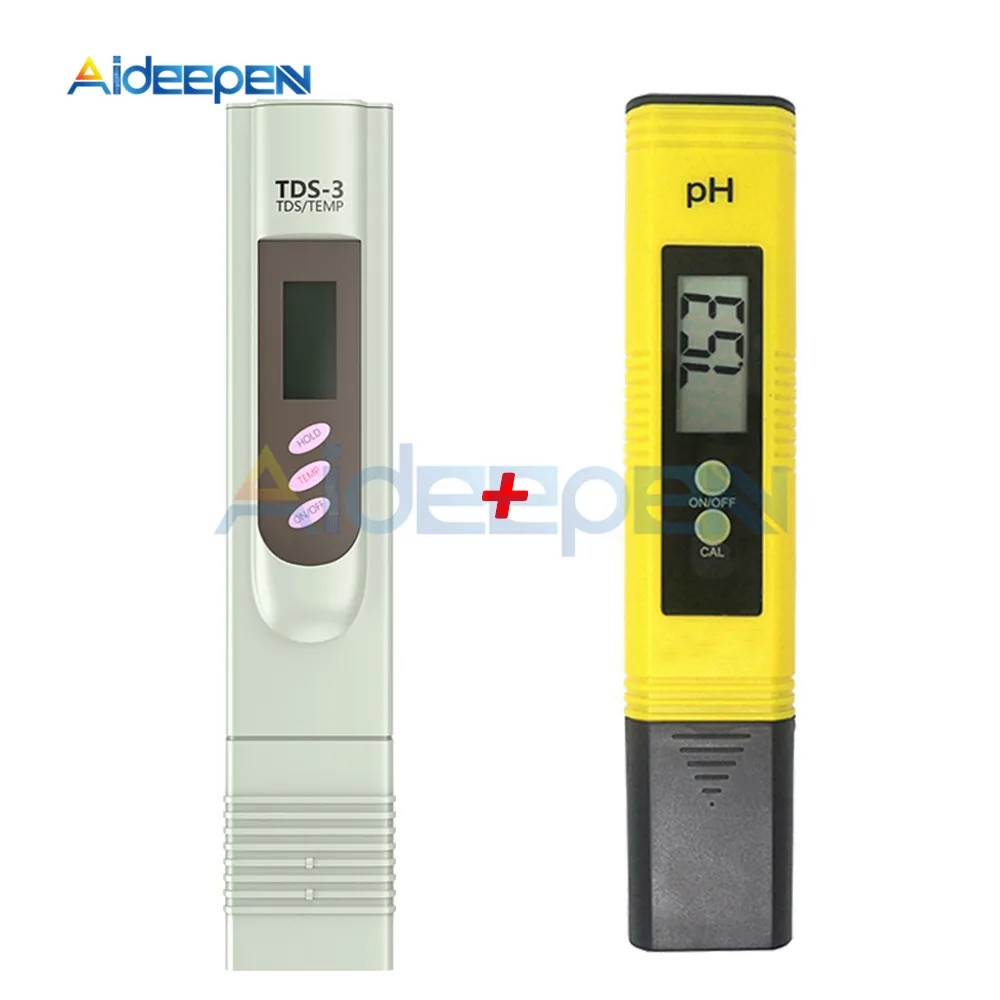 Цифровой измеритель PH 0,00-14,0 PH тестер+ TDS& EC TDS-3 термометр 0-9999us/см 0-9999ppm 0,1-80,0 градусов 3 в 1 монитор воды - Цвет: TDS-3 and PH meter