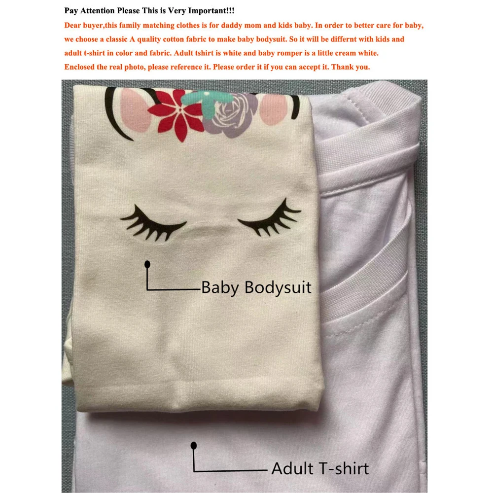 Matching Family Outfits Mom Kids Baby Unicorn T-shirt Tops Summer Short Sleeve Mother Daughter Clothes Big Sister Little Sister 5