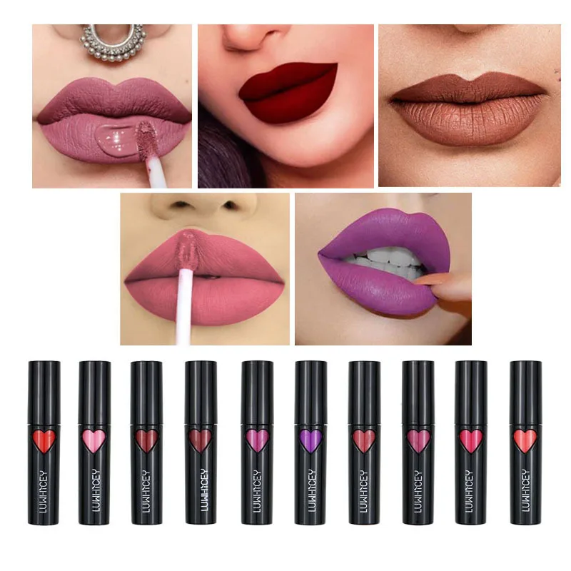 

10 Colors Matte Lip Gloss Liquid Lipstick Long Lasting Makeup Moisturizer Lipgloss Batom Make Up Waterproof Pigment Lip Tint