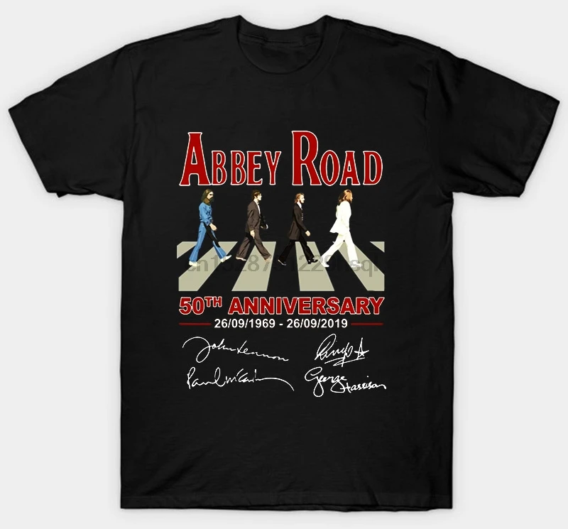 Мужская футболка Abbey Road с 50-летним юбилеем принтом в виде букв для мужчин лета 2019 |