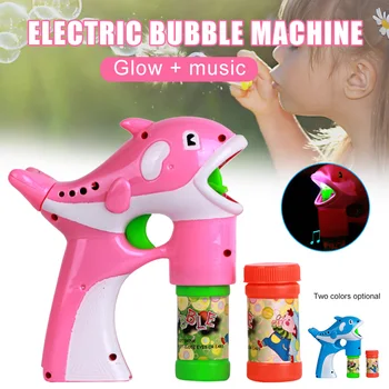 

Pack of 2 Dolphin Bubble Machine Portable Bubble Hurricane Machine Automatic Kid Toy with LED Light Music