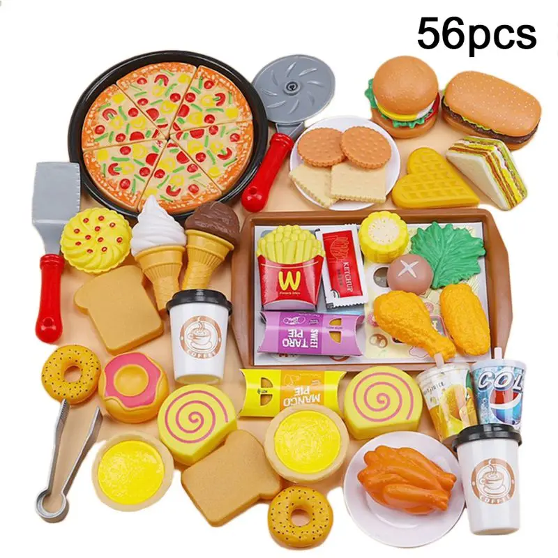 56/58/88Pcs/set Children Simulation Steamer Burger Set Meal Food Kitchenware Kit Parent-child Interactive Play House Toy 9
