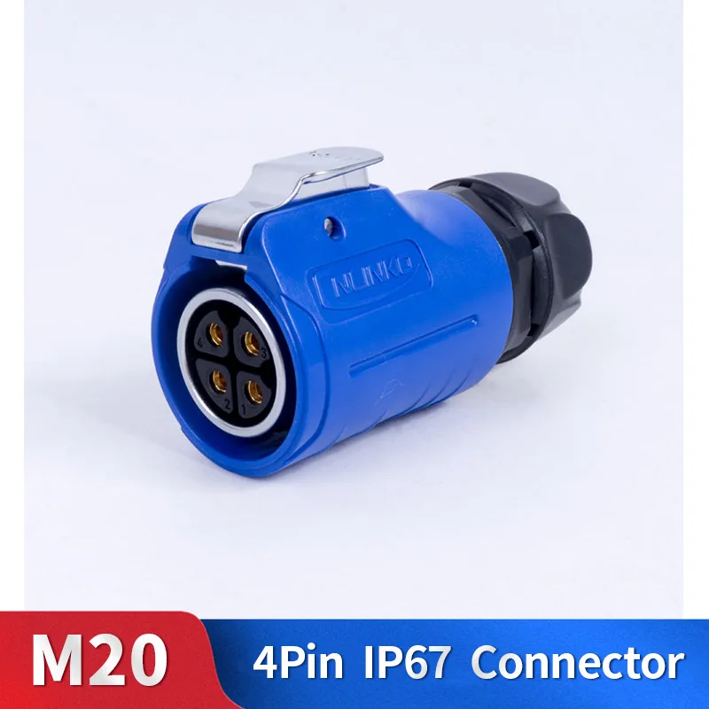 

M20 4 Pin Waterproof Connector Kit Metal Shell Male and Female Industrial Outdoor Lighting Cable Plug and Socket